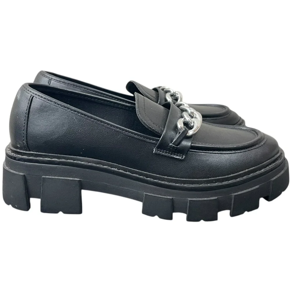 No Boundaries Lug Loafers‎ Womens  7 Chunky Platform Y2K Goth Grunge Chain Shoes